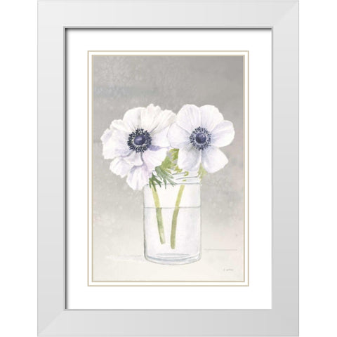 Tranquil Blossoms I White Modern Wood Framed Art Print with Double Matting by Wiens, James