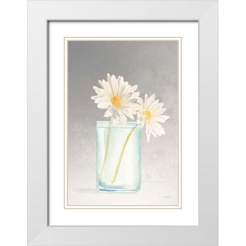 Tranquil Blossoms IV White Modern Wood Framed Art Print with Double Matting by Wiens, James