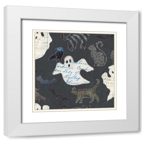 Halloween Whimsy Pattern III White Modern Wood Framed Art Print with Double Matting by Prahl, Courtney