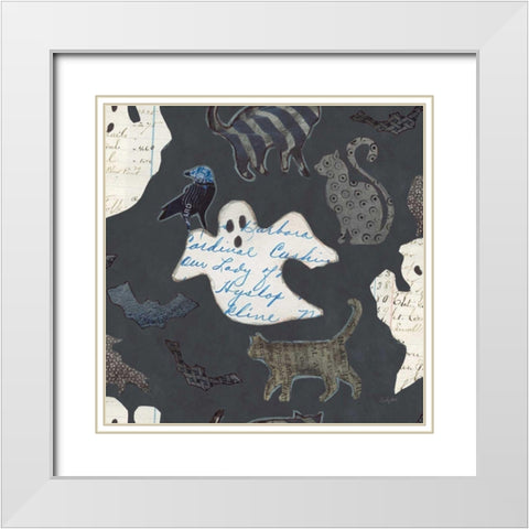 Halloween Whimsy Pattern III White Modern Wood Framed Art Print with Double Matting by Prahl, Courtney