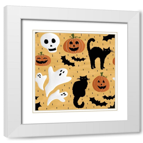 Haunted Hallowee Pattern IV White Modern Wood Framed Art Print with Double Matting by Marshall, Laura