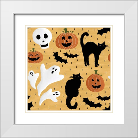 Haunted Hallowee Pattern IV White Modern Wood Framed Art Print with Double Matting by Marshall, Laura