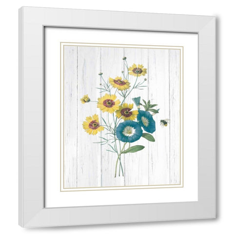 Botanical Bouquet on Wood II White Modern Wood Framed Art Print with Double Matting by Wild Apple Portfolio
