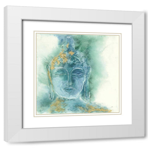 Gilded Buddha I White Modern Wood Framed Art Print with Double Matting by Paschke, Chris