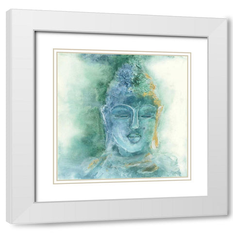 Gilded Buddha II White Modern Wood Framed Art Print with Double Matting by Paschke, Chris