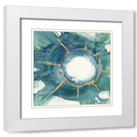Dharma Wheel I White Modern Wood Framed Art Print with Double Matting by Paschke, Chris