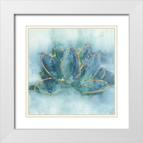 Buddha Lotus White Modern Wood Framed Art Print with Double Matting by Paschke, Chris