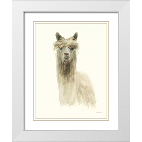 Classic Llamas I White Modern Wood Framed Art Print with Double Matting by Nai, Danhui