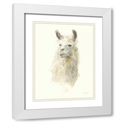 Classic Llamas II White Modern Wood Framed Art Print with Double Matting by Nai, Danhui