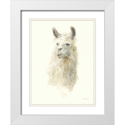 Classic Llamas II White Modern Wood Framed Art Print with Double Matting by Nai, Danhui