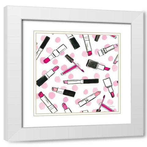 Think Pink Pattern IVB White Modern Wood Framed Art Print with Double Matting by Zaman, Farida