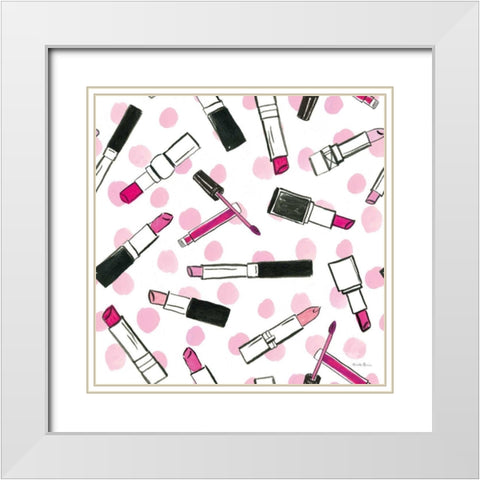 Think Pink Pattern IVB White Modern Wood Framed Art Print with Double Matting by Zaman, Farida
