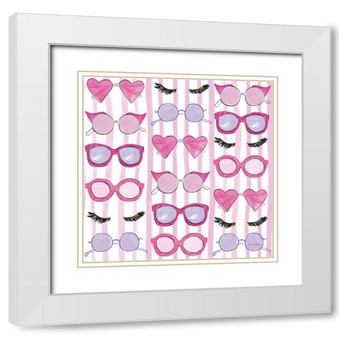Think Pink Pattern V White Modern Wood Framed Art Print with Double Matting by Zaman, Farida