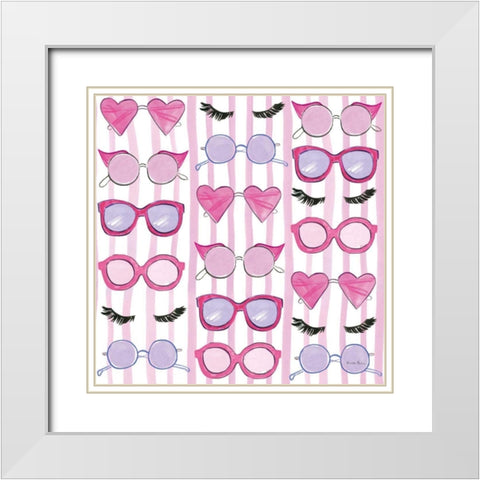 Think Pink Pattern V White Modern Wood Framed Art Print with Double Matting by Zaman, Farida