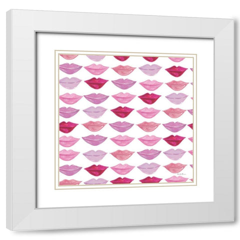 Think Pink Pattern VI White Modern Wood Framed Art Print with Double Matting by Zaman, Farida