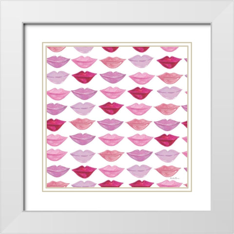 Think Pink Pattern VI White Modern Wood Framed Art Print with Double Matting by Zaman, Farida
