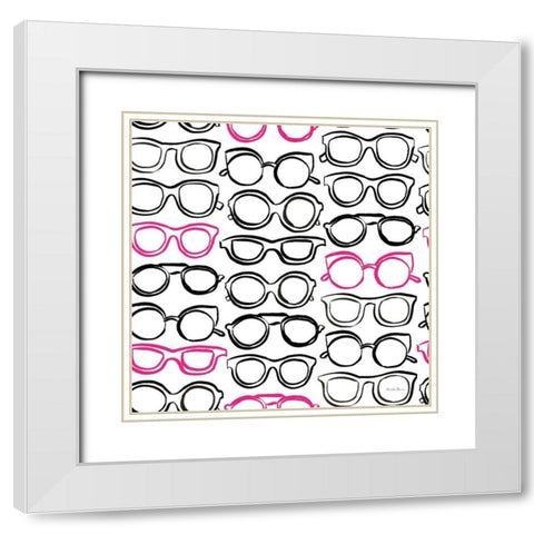 Think Pink Pattern VII White Modern Wood Framed Art Print with Double Matting by Zaman, Farida