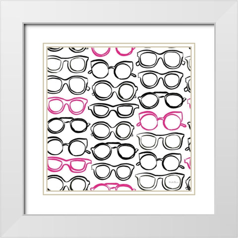 Think Pink Pattern VII White Modern Wood Framed Art Print with Double Matting by Zaman, Farida