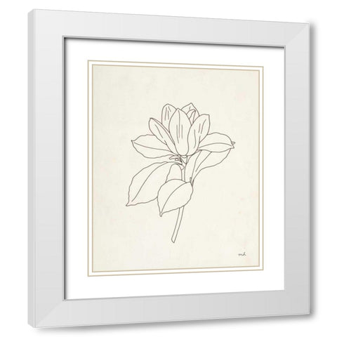 Magnolia Line Drawing White Modern Wood Framed Art Print with Double Matting by Hershey, Moira