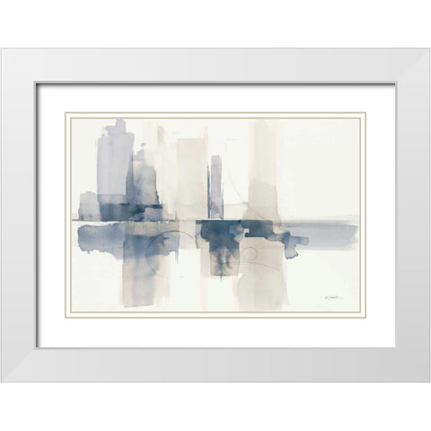 Improvisation II Navy White Modern Wood Framed Art Print with Double Matting by Schick, Mike