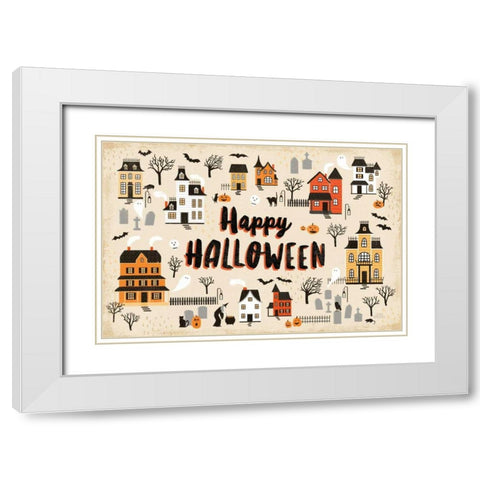 Spooky Village I Cream White Modern Wood Framed Art Print with Double Matting by Marshall, Laura