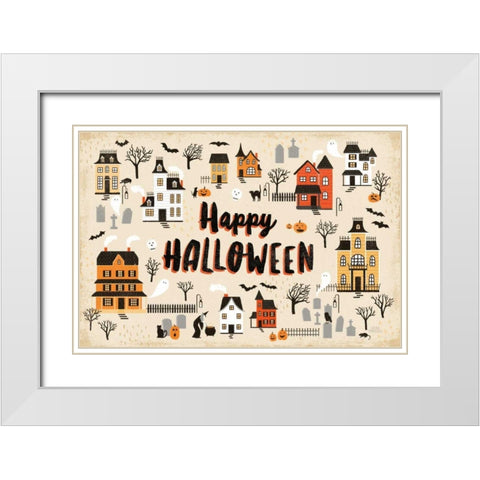 Spooky Village I Cream White Modern Wood Framed Art Print with Double Matting by Marshall, Laura