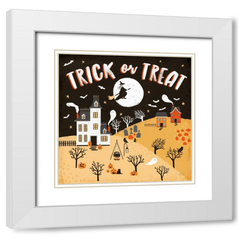 Spooky Village III White Modern Wood Framed Art Print with Double Matting by Marshall, Laura