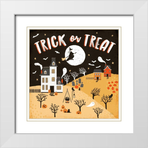 Spooky Village III White Modern Wood Framed Art Print with Double Matting by Marshall, Laura