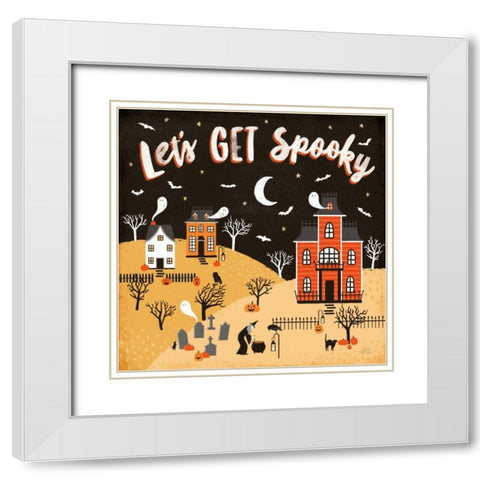 Spooky Village IV White Modern Wood Framed Art Print with Double Matting by Marshall, Laura