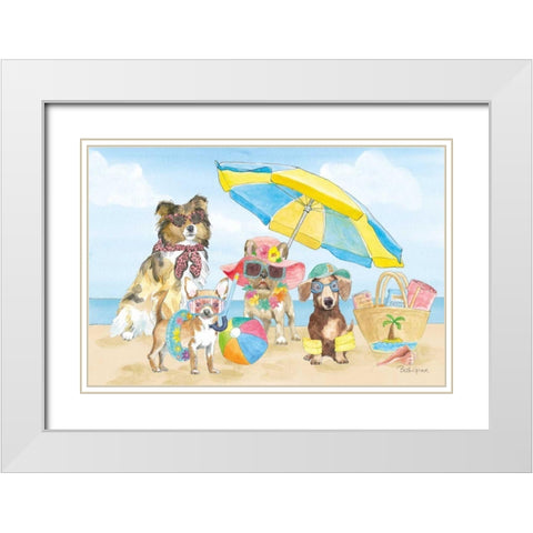 Summer Paws I White Modern Wood Framed Art Print with Double Matting by Grove, Beth