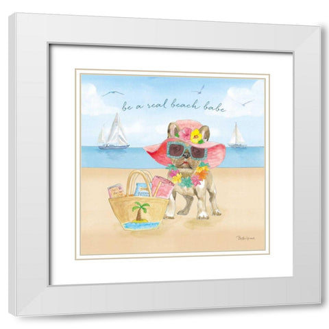 Summer Paws IV White Modern Wood Framed Art Print with Double Matting by Grove, Beth