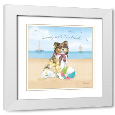 Summer Paws V White Modern Wood Framed Art Print with Double Matting by Grove, Beth