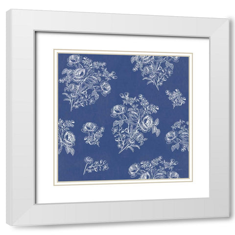 Toile Roses Pattern IA White Modern Wood Framed Art Print with Double Matting by Schlabach, Sue