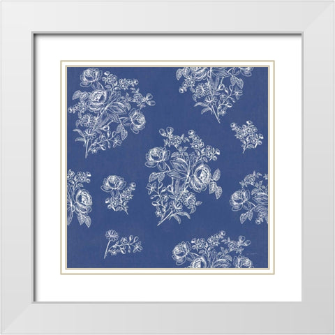 Toile Roses Pattern IA White Modern Wood Framed Art Print with Double Matting by Schlabach, Sue