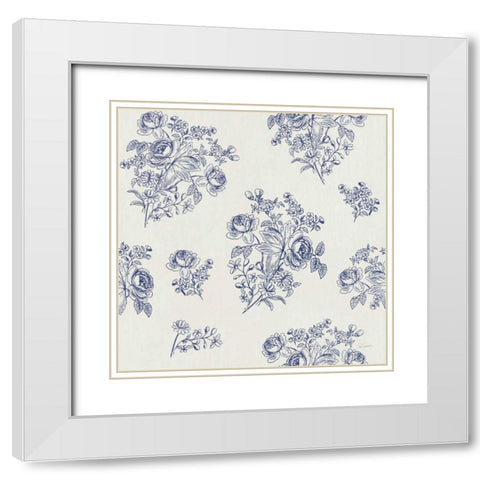 Toile Roses Pattern IC White Modern Wood Framed Art Print with Double Matting by Schlabach, Sue