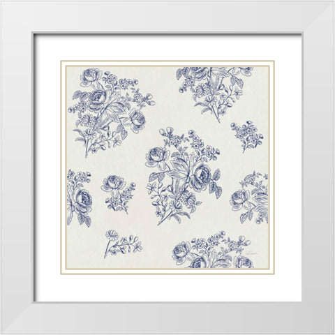 Toile Roses Pattern IC White Modern Wood Framed Art Print with Double Matting by Schlabach, Sue