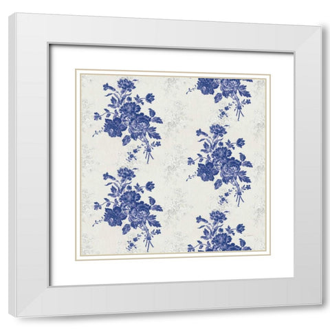 Toile Roses Pattern IVA White Modern Wood Framed Art Print with Double Matting by Schlabach, Sue