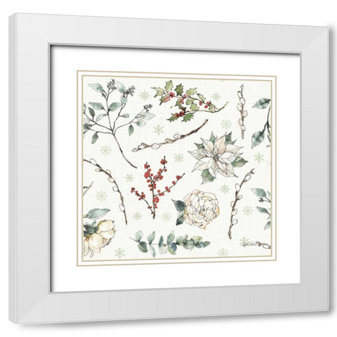 Modern Farmhouse Pattern IA Christmas White Modern Wood Framed Art Print with Double Matting by Tavoletti, Anne
