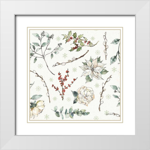 Modern Farmhouse Pattern IA Christmas White Modern Wood Framed Art Print with Double Matting by Tavoletti, Anne