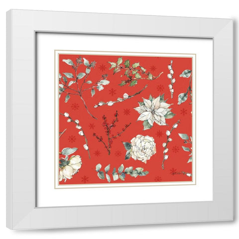 Modern Farmhouse Pattern IB Christmas White Modern Wood Framed Art Print with Double Matting by Tavoletti, Anne