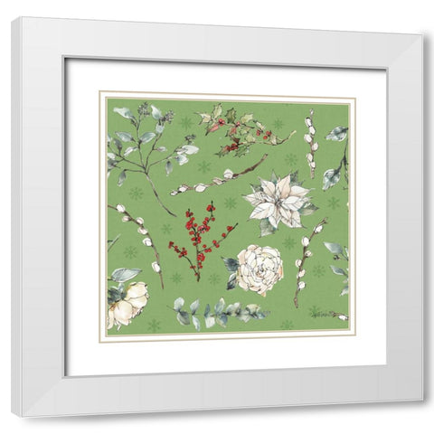 Modern Farmhouse Pattern IC Christmas White Modern Wood Framed Art Print with Double Matting by Tavoletti, Anne
