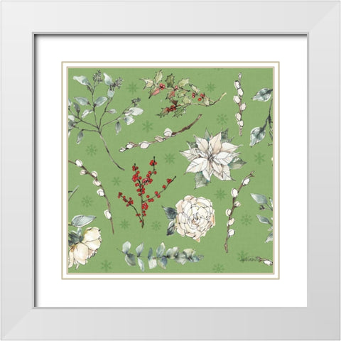 Modern Farmhouse Pattern IC Christmas White Modern Wood Framed Art Print with Double Matting by Tavoletti, Anne