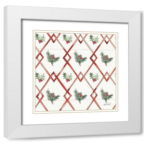 Modern Farmhouse Pattern IVA Christmas White Modern Wood Framed Art Print with Double Matting by Tavoletti, Anne