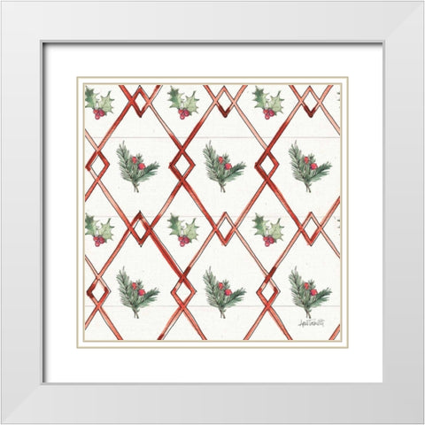 Modern Farmhouse Pattern IVA Christmas White Modern Wood Framed Art Print with Double Matting by Tavoletti, Anne