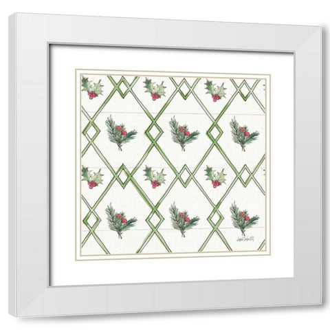 Modern Farmhouse Pattern IVB Christmas White Modern Wood Framed Art Print with Double Matting by Tavoletti, Anne