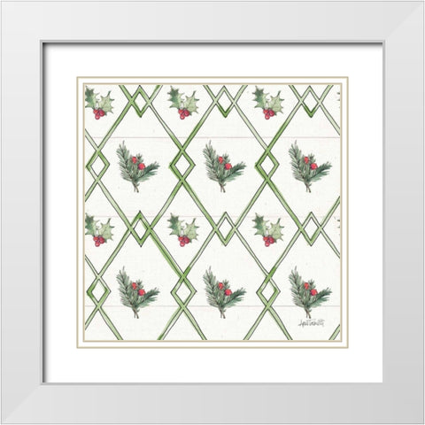Modern Farmhouse Pattern IVB Christmas White Modern Wood Framed Art Print with Double Matting by Tavoletti, Anne