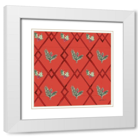 Modern Farmhouse Pattern IVC Christmas White Modern Wood Framed Art Print with Double Matting by Tavoletti, Anne