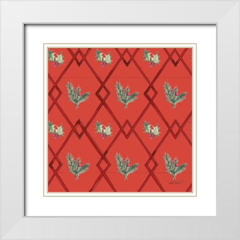 Modern Farmhouse Pattern IVC Christmas White Modern Wood Framed Art Print with Double Matting by Tavoletti, Anne