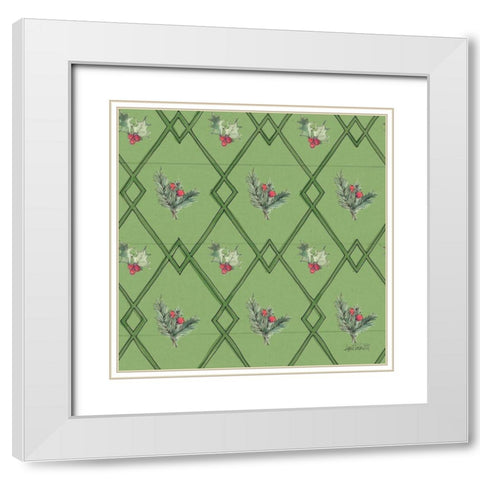 Modern Farmhouse Pattern IVD Christmas White Modern Wood Framed Art Print with Double Matting by Tavoletti, Anne