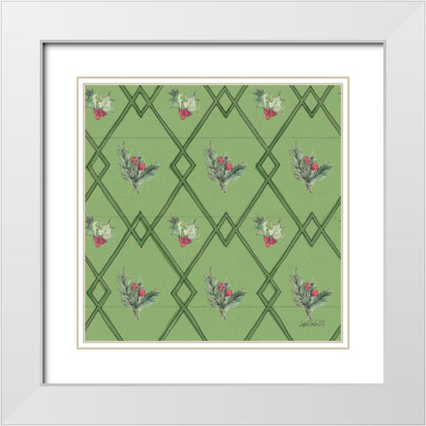 Modern Farmhouse Pattern IVD Christmas White Modern Wood Framed Art Print with Double Matting by Tavoletti, Anne